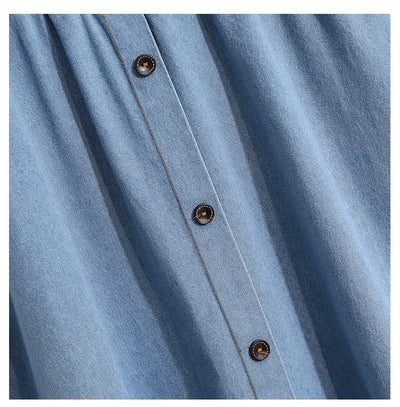 Damen Midirock Denim mit Gummizug in der Taille und Knöpfen - Renata