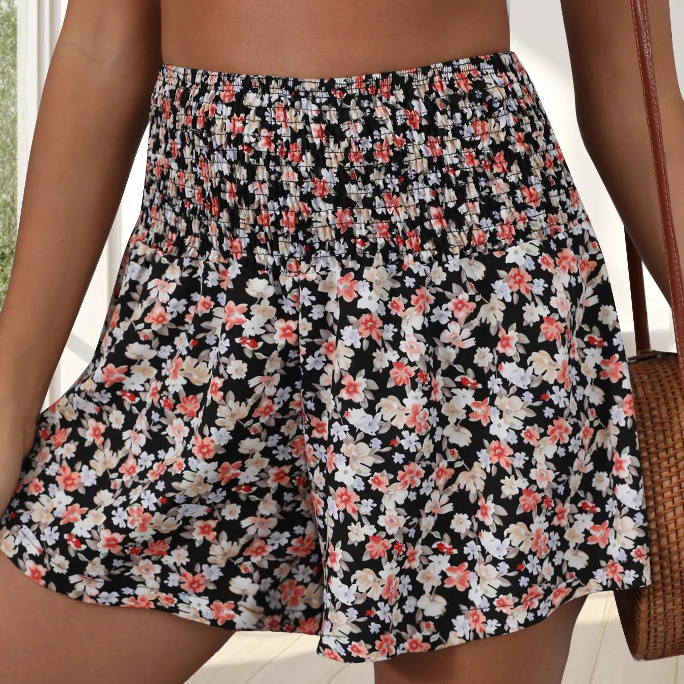 Shorts mit Blumendruck und geraffter Taille für Damen - Lorea