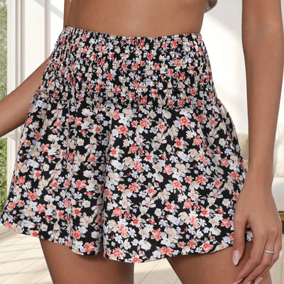 Shorts mit Blumendruck und geraffter Taille für Damen - Lorea