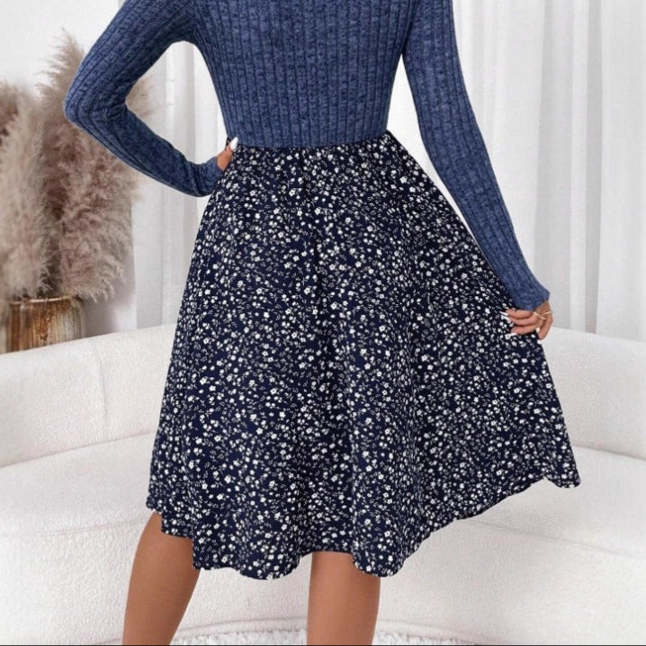 Hochtaillierter floraler Midirock für Damen - Dalia