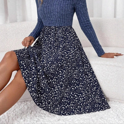 Hochtaillierter floraler Midirock für Damen - Dalia