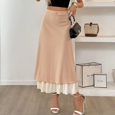 Langer fließender doppellagiger Satinrock für Damen - Remi