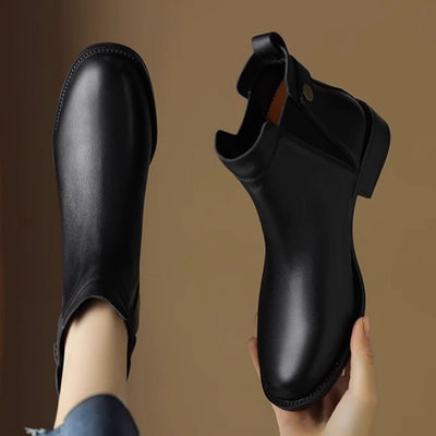 Flache Damenstiefel mit Gummizug im Chelsea-Stil aus Leder - Keira