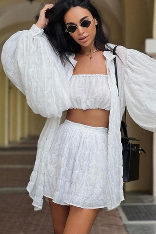 Leylani Dreiteiliges Set aus strukturiertem Chiffon