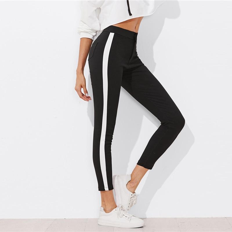 Zuri - Panel Streifen Skinny Leg Hose