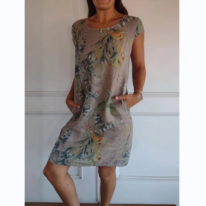 Tamara - Kleid mit Rundhalsausschnitt und botanischem Print