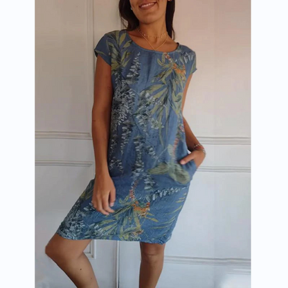 Tamara - Kleid mit Rundhalsausschnitt und botanischem Print