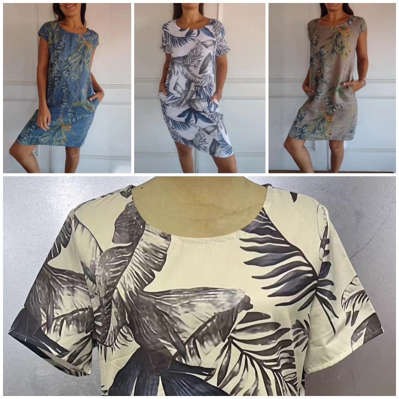 Tamara - Kleid mit Rundhalsausschnitt und botanischem Print