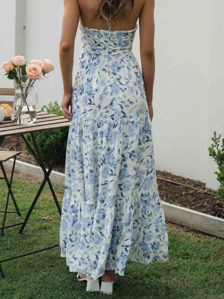 Susy - Neckholder Maxi Sommerkleid mit Blumenmuster