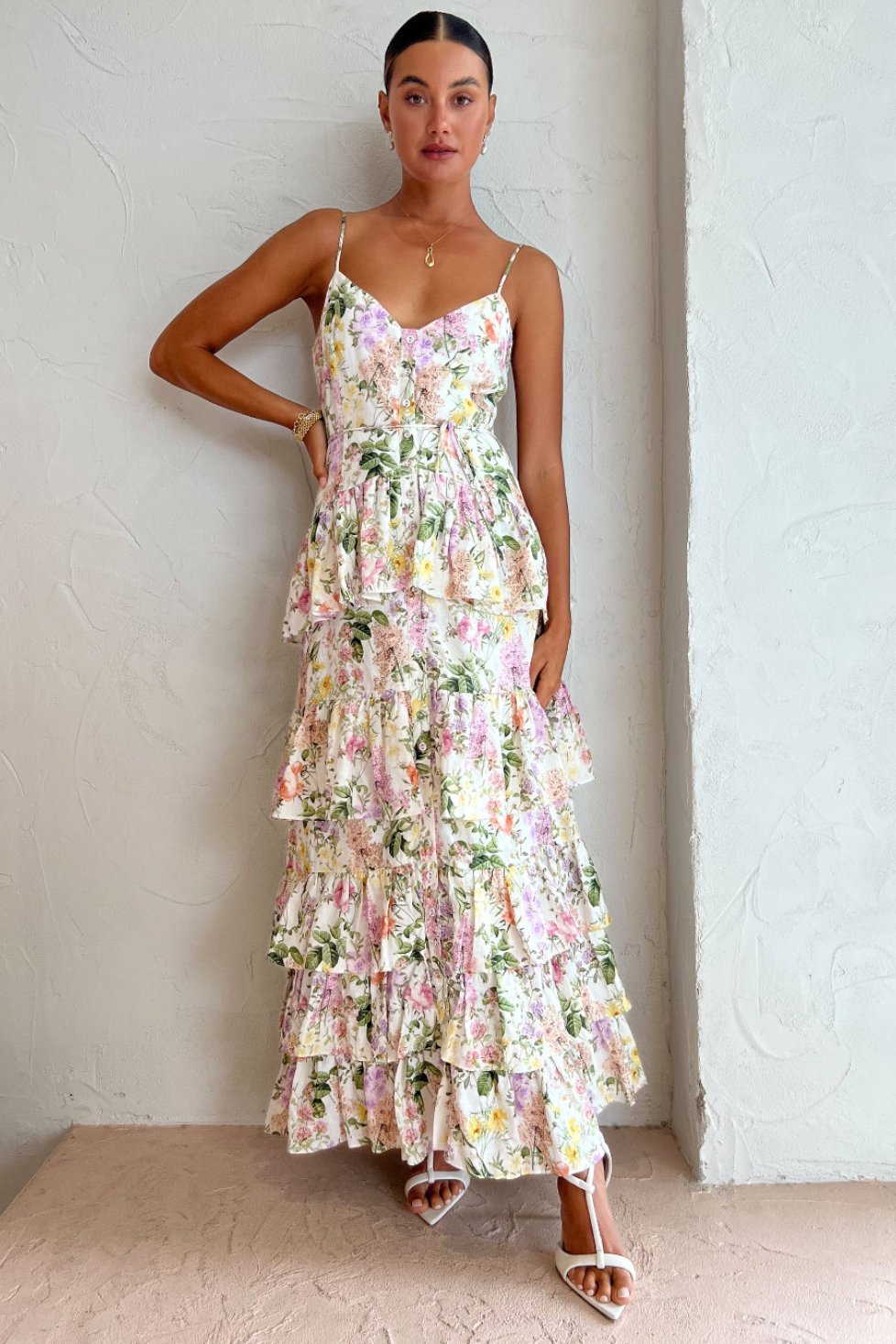 Vero - Bedrucktes Gestuftes Maxi-Sommerkleid